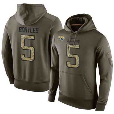 NFL Men's Nike Jacksonville Jaguars #5 Blake Bortles Stitched Green Olive Salute To Service KO Performance Hoodie