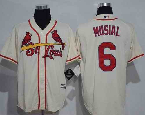 Cardinals #6 Stan Musial Cream New Cool Base Stitched MLB Jersey