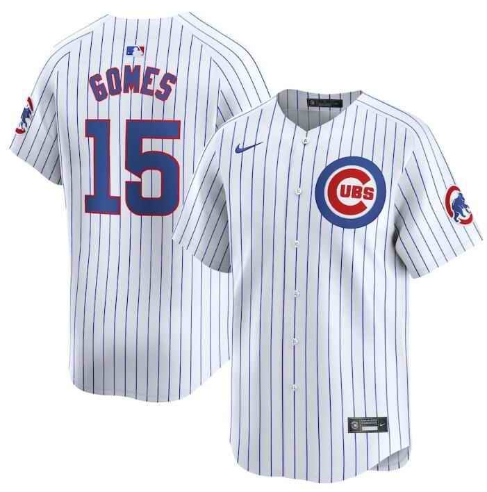 Men's Chicago Cubs #15 Yan Gomes White 2024 Home Limited Stitched Baseball Jersey