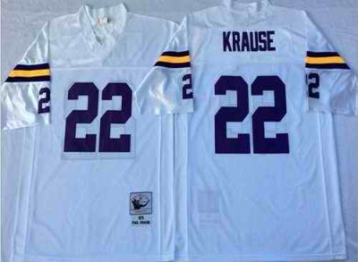 Mitchell And Ness Vikings #22 Paul Krause White Throwback Stitched NFL Jersey