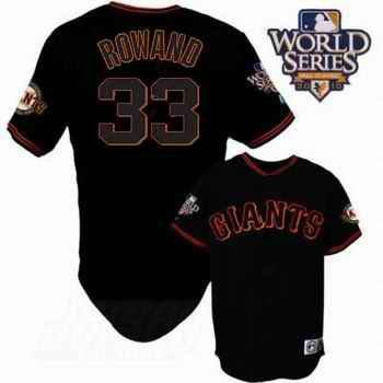 Giants #33 Aaron Rowand Cool Base 2010 World Series Patch Black Stitched MLB Jersey