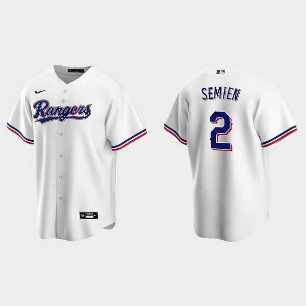 Men's Texas Rangers #2 Marcus Semien White Cool Base Stitched Baseball Jersey