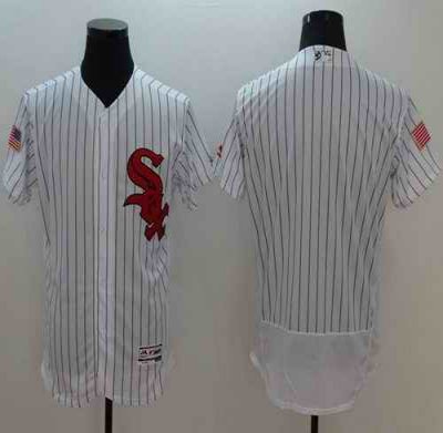 White Sox Blank White(Black Strip) Fashion Stars & Stripes Flexbase Authentic Stitched MLB Jersey