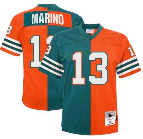 Men's Miami Dolphins Customized 1984 Aqua/Orange Split Mitchell & Ness Stitched Jersey