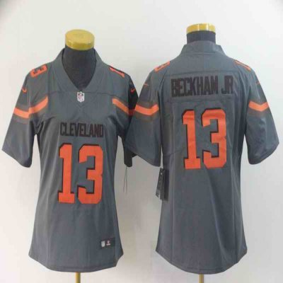 Women's Cleveland Browns #13 Odell Beckham Jr. Gray Inverted Legend Stitched NFL Jersey(Run Small)