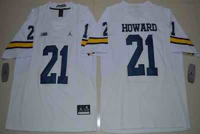 Wolverines #21 Desmond Howard White Jordan Brand Elite Stitched NCAA Jersey