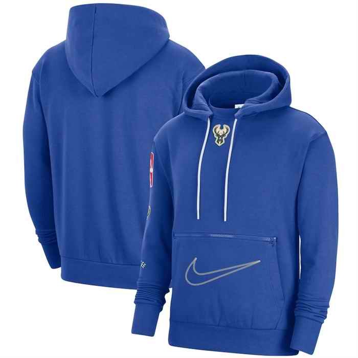 Men's Milwaukee Bucks Royal 2022/23 City Edition Courtside Heavyweight Fleece Pullover Hoodie