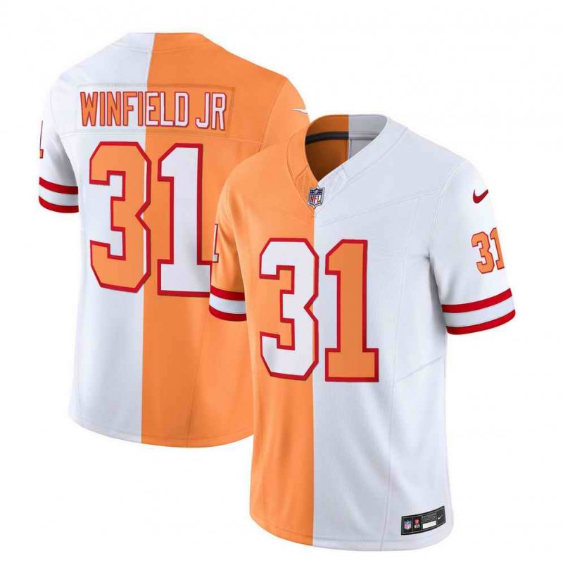 Men's Tampa Bay Buccaneers #31 Antoine Winfield Jr. 2023 F.U.S.E. White/Orange Split Throwback Limited Stitched Jersey