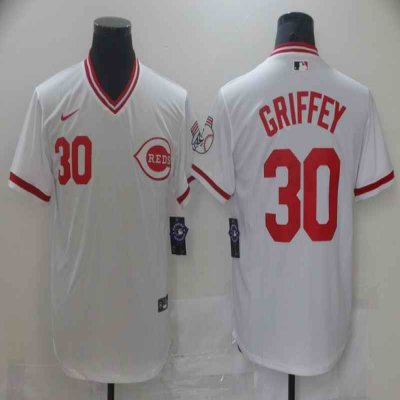 Men's Cincinnati Reds #30 Ken Griffey white Cool white Stitched Jersey