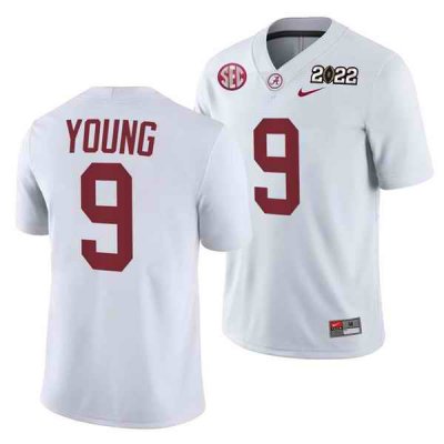 Men's Alabama Crimson Tide #9 Bryce Young 2022 Patch White College Football Stitched Jersey