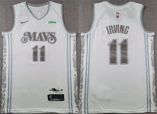 Men's Dallas Mavericks #11 Kyrie Irving White 2024-25 City Edition Stitched Basketball Jersey