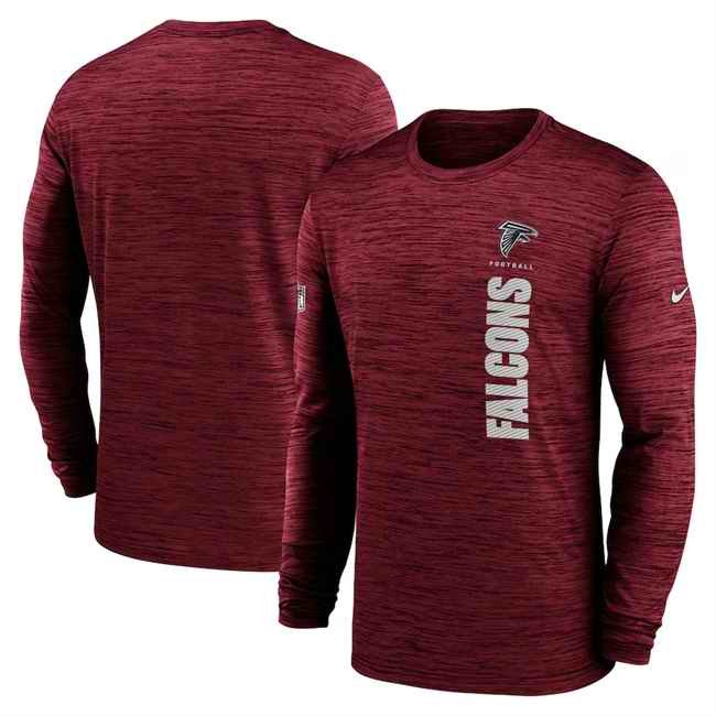 Men's Atlanta Falcons Red 2024 Sideline Team Velocity Performance Long Sleeve T-Shirt