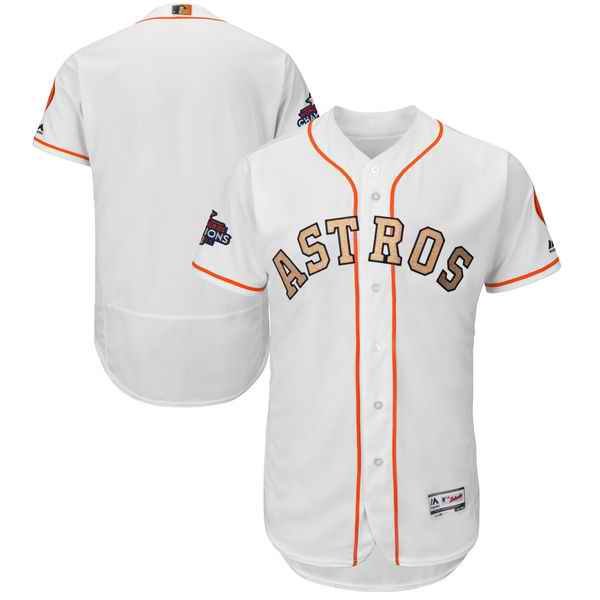 Men's Houston Astros Majestic White 2018 Gold Program Flex Base Team Stitched MLB Jersey