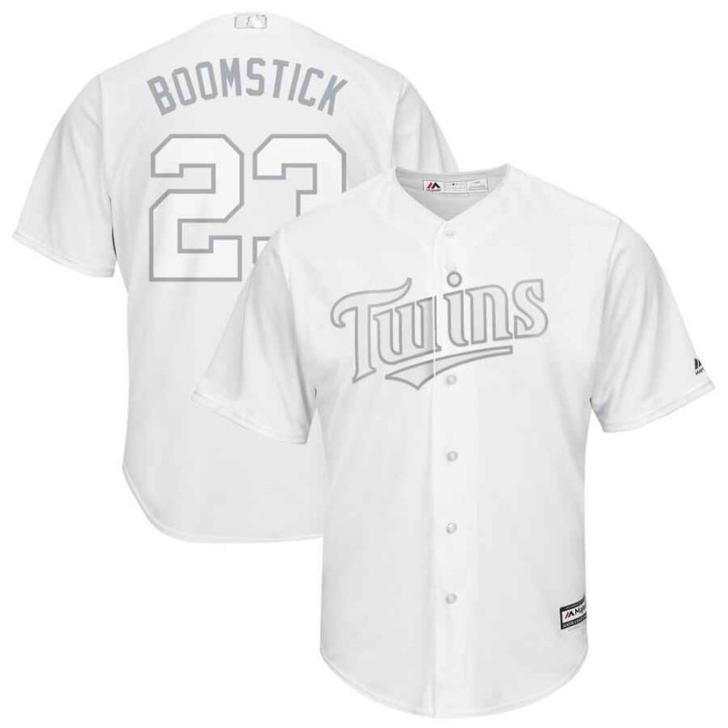 Men's Minnesota Twins #23 Nelson Cruz Boomstick Majestic White 2019 Players' Weekend Replica Player Stitched MLB Jersey