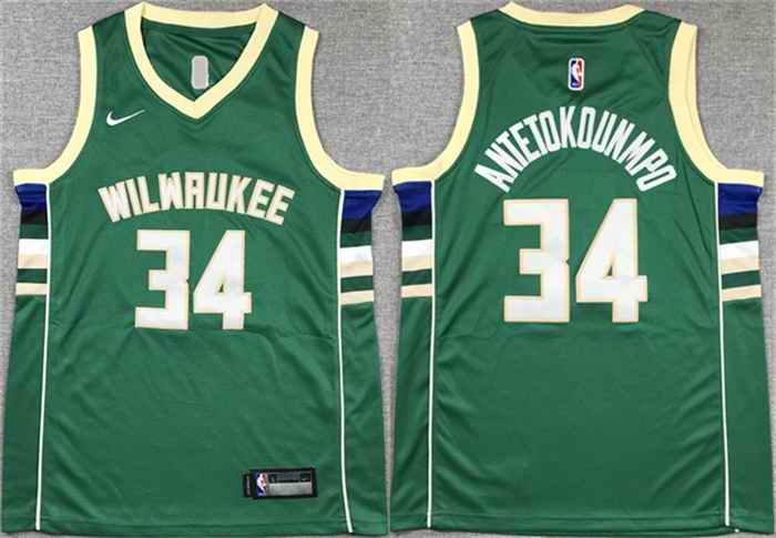 Youth Milwaukee Bucks #34 Giannis Antetokounmpo Green Stitched Basketball Jersey