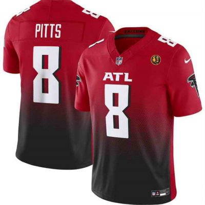 Men's Atlanta Falcons #8 Kyle Pitts Red/Black 2023 F.U.S.E. With John Madden Patch Vapor Limited Stitched Football Jersey