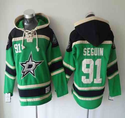 Stars #91 Tyler Seguin Green Sawyer Hooded Sweatshirt Stitched NHL Jersey