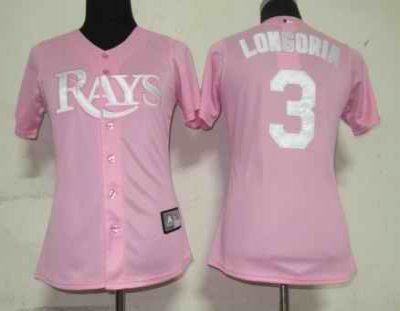 Rays #3 Evan Longoria Pink Lady Fashion Stitched MLB Jersey