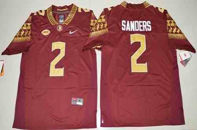 Seminoles #2 Deion Sanders Red Limited Stitched NCAA Limited Jersey