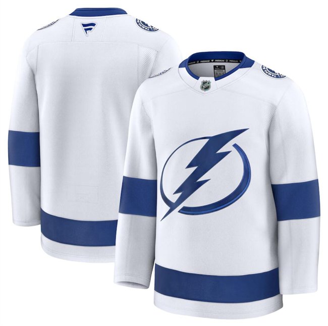 Men's Tampa Bay Lightning Blank White 2024-25 Away Stitched Hockey Jersey