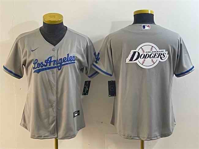 Youth Los Angeles Dodgers Grey Team Big Logo Stitched Jersey