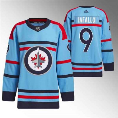 Men's Winnipeg Jets #9 Alex Iafallo Light  Blue Anniversary Primegreen Stitched Jersey