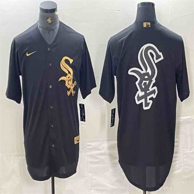 Men's Chicago White Sox Black Team Big Logo Cool Base Stitched Jersey