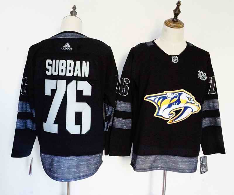 Men's Adidas Nashville Predators #76 PK Subban Black 1917-2017 100th Anniversary Stitched NHL Jersey