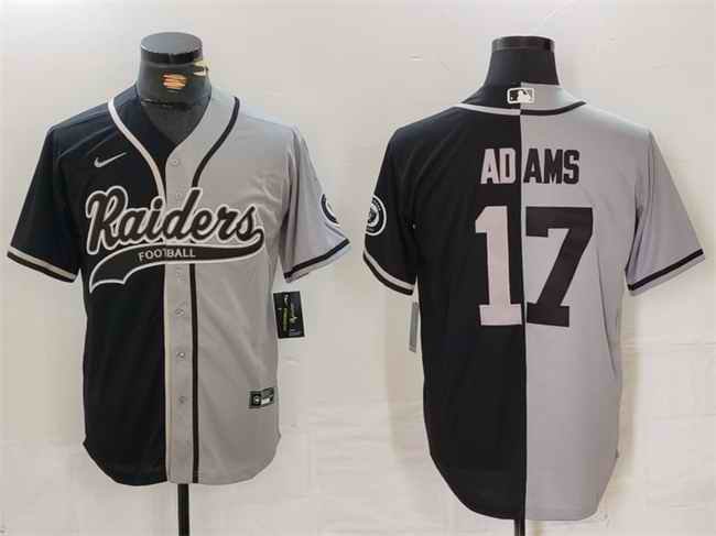 Men's Las Vegas Raiders #17 Davante Adams Grey/Black Split Cool Base Stitched Baseball Jersey