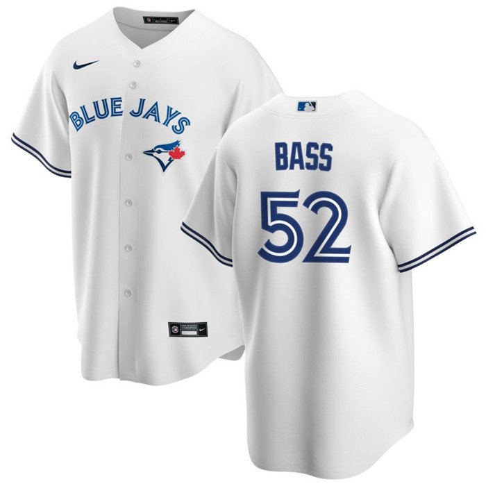 Men's Toronto Blue Jays #52 Anthony Bass White Cool Base Stitched Jersey