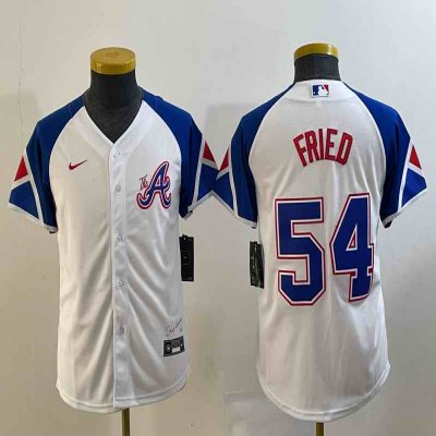 Women's Atlanta Braves #54 Max Fried White 2023 City Connect Stitched Baseball Jersey(Run Small)