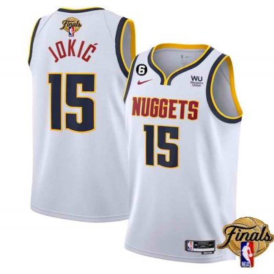 Men's Denver Nuggets #15 Nikola Jokic White 2023 Finals Association Edition With NO.6 Patch Stitched Basketball Jersey