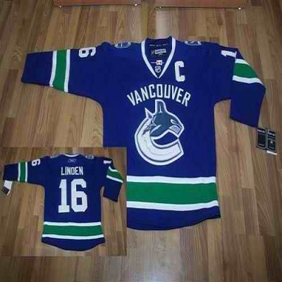 Canucks #16 Trevor Linden Blue Stitched Youth NHL Jersey