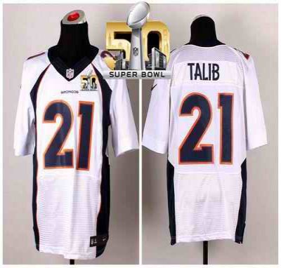 Nike Broncos #21 Aqib Talib White Super Bowl 50 Men's Stitched NFL New Elite Jersey