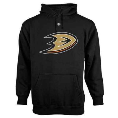 Anaheim Ducks Old Time Hockey Big Logo with Crest Pullover Hoodie Black