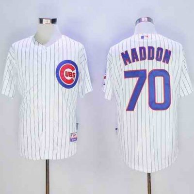 Cubs #70 Joe Maddon White(Blue Strip) Cool Base Stitched MLB Jersey