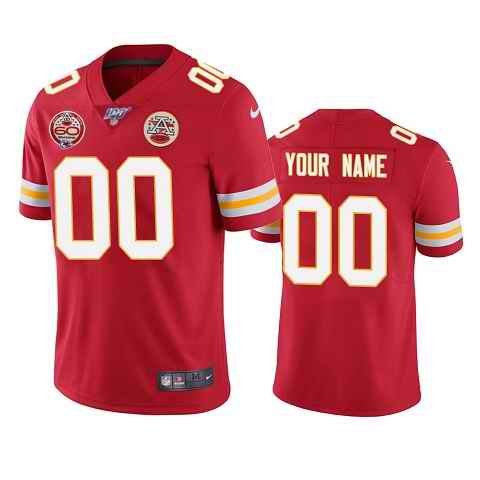 Men's Kansas City Chiefs ACTIVE PLAYER Custom Red 100th Season With 60 Patch Vapor Untouchable Limited Stitched NFL Jersey