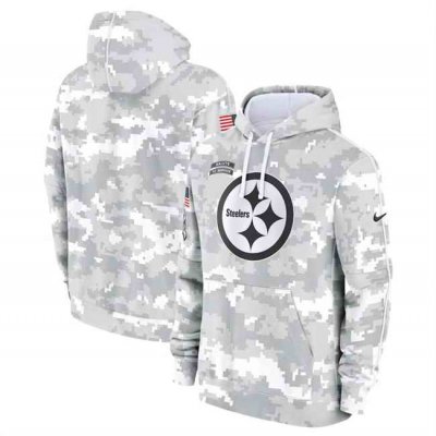 Youth Pittsburgh Steelers 2024 White/Gray Salute To Service Pullover Hoodie