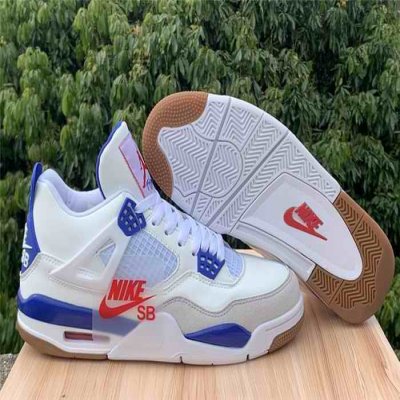 Men's Running weapon Air Jordan 4 Shoes White/Royal 0142