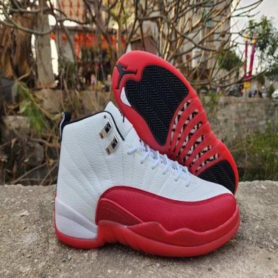 Men's Running weapon Air Jordan 12 White/Red Shoes 041