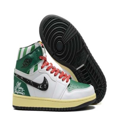 Men's Running Weapon Air Jordan 1 High White/Green Shoes 0380