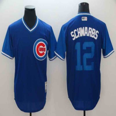 Men's Chicago Cubs #12 Kyle Schwarber Royal Schwarbs Players Weekend Authentic Stitched MLB Jersey