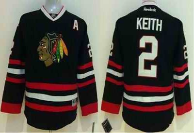 Blackhawks #2 Duncan Keith Black Stitched Youth NHL Jersey