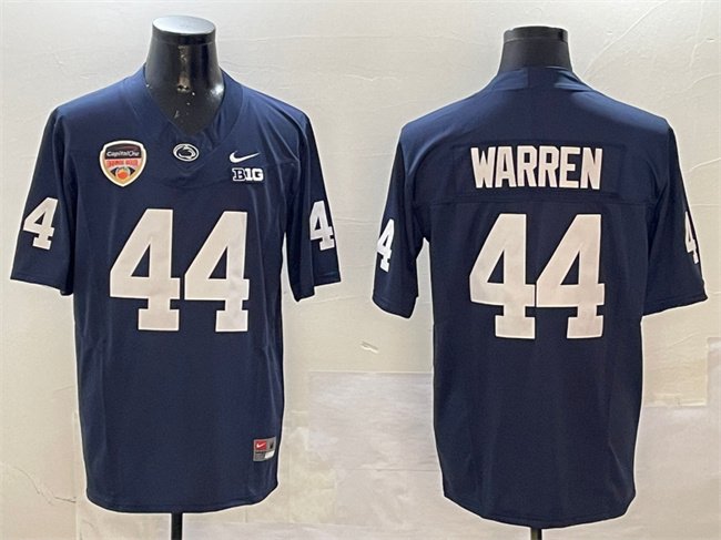 Men's Penn State Nittany Lions #44 Davis Warren Navy 2024 Orange Bowl Patch F.U.S.E. Vapor Limited Stitched Jersey