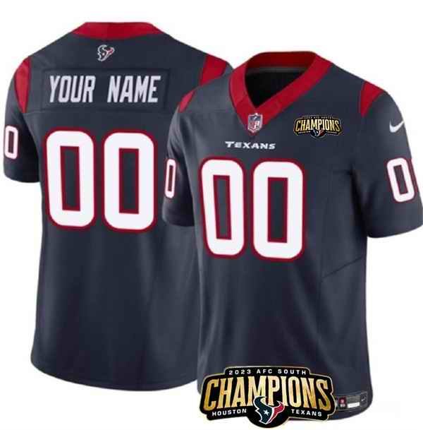 Men's Houston Texans Active Player Custom Navy 2023 F.U.S.E. AFC South Champions Patch Vapor Limited Stitched Football Jersey