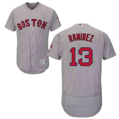 Red Sox #13 Hanley Ramirez Grey Flexbase Authentic Collection Stitched MLB Jersey