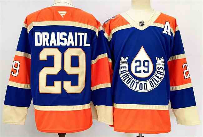 Men's Edmonton Oilers #29 Leon Draisaitl Royal 2024-25 With A Patch Heritage Classic Primegreen Stitched Jersey