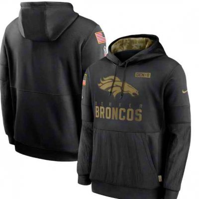 Men's Denver Broncos 2020 Black Salute to Service Sideline Performance Pullover Hoodie