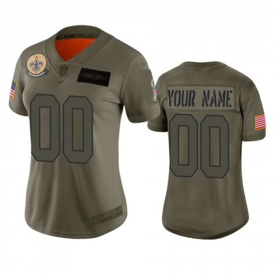 Women's New Orleans Saints Customized 2019 Camo Salute To Service NFL Stitched Limited Jersey(Run Small'