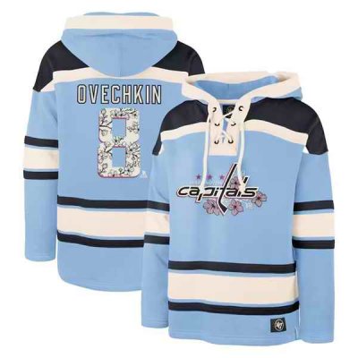 Men's Washington Capitals #8 Alexander Ovechkin Light Blue Lacer Pullover Hoodie